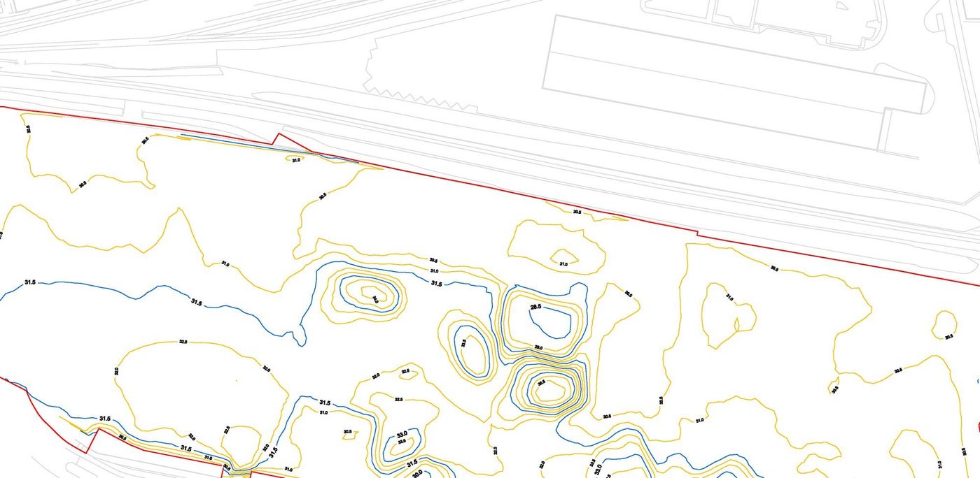 Ground model contoured from 3D survey data