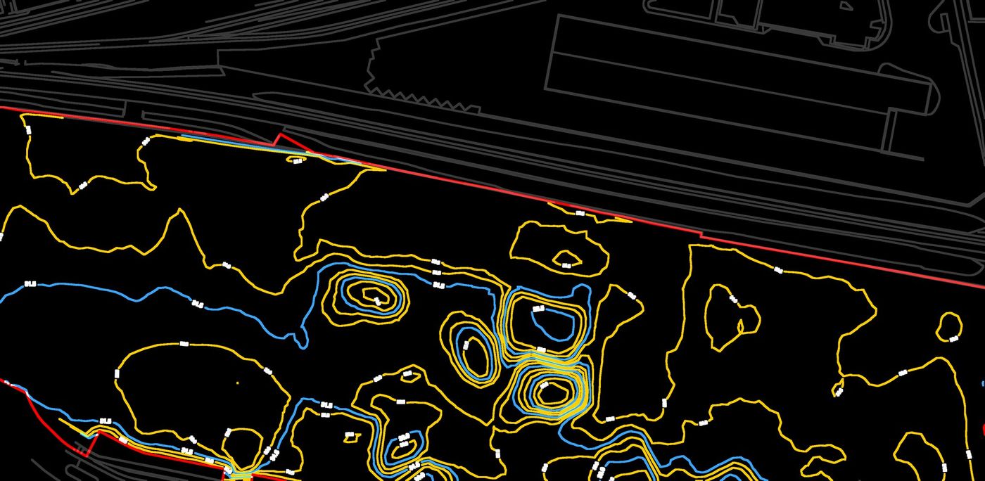 Ground model contoured from 3D survey data