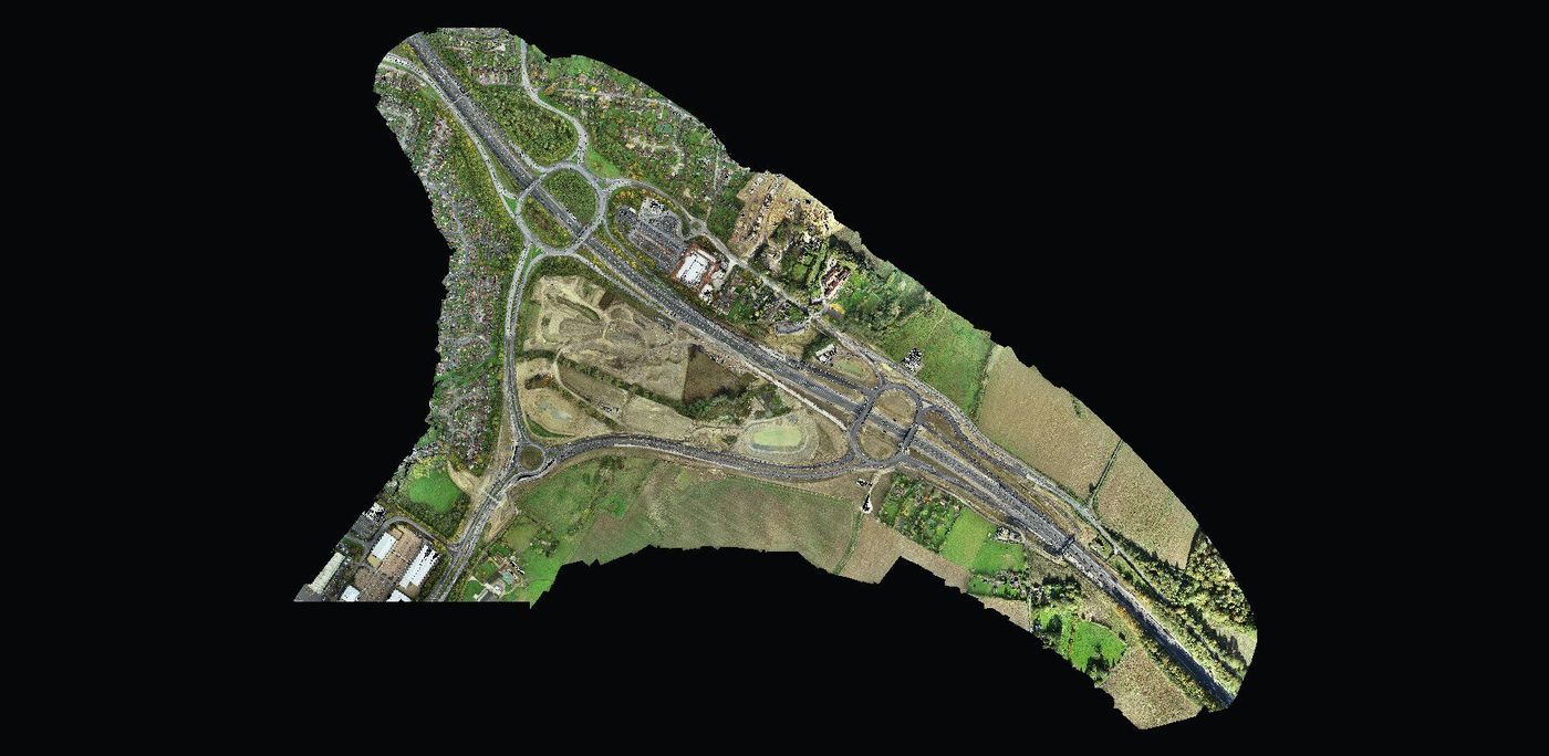 Drone orthomosaic of the M20 Junction 10A motorway project