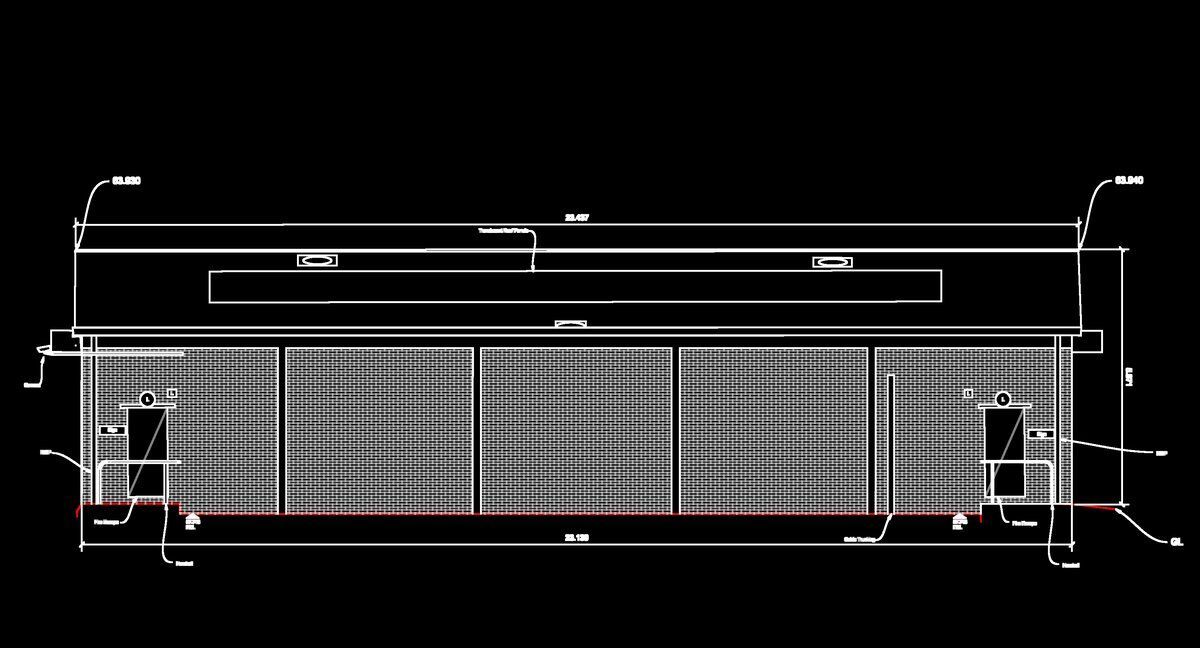 East elevation of a depot building