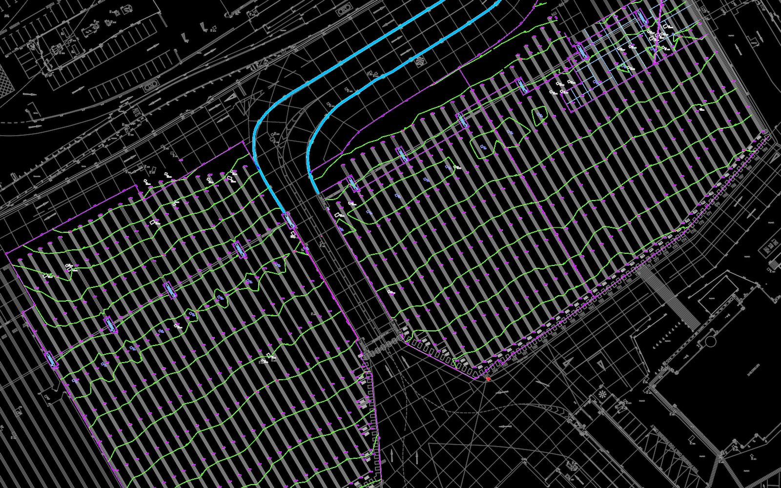 3D topographical survey of a car park: spot levels, contours, drainage and markings